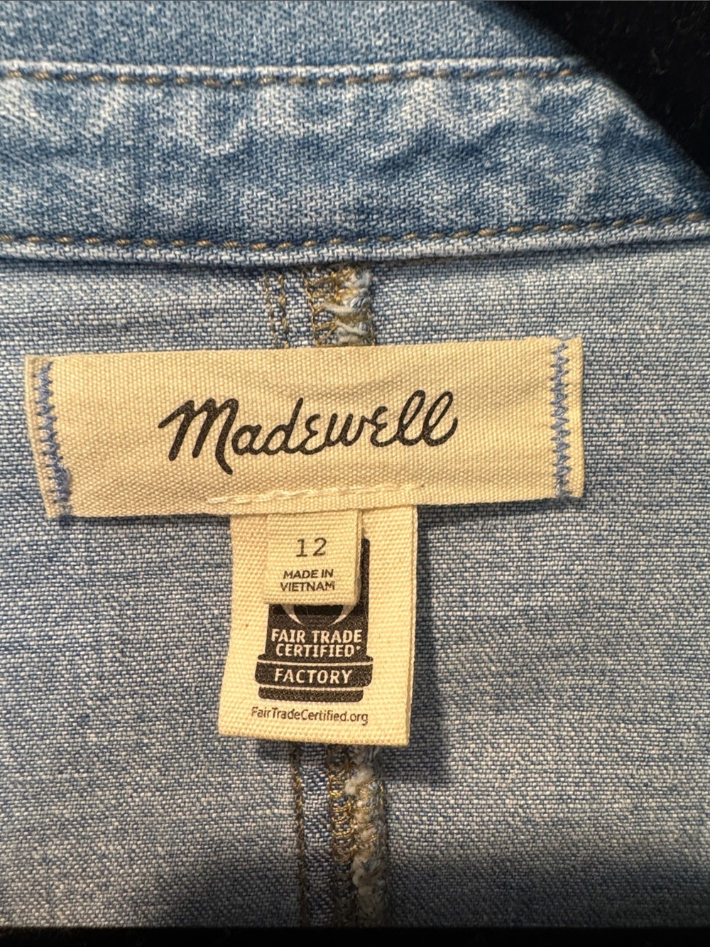 Madewell Light Blue Denim Short-Sleeve Button Dress - Picture 3 of 6